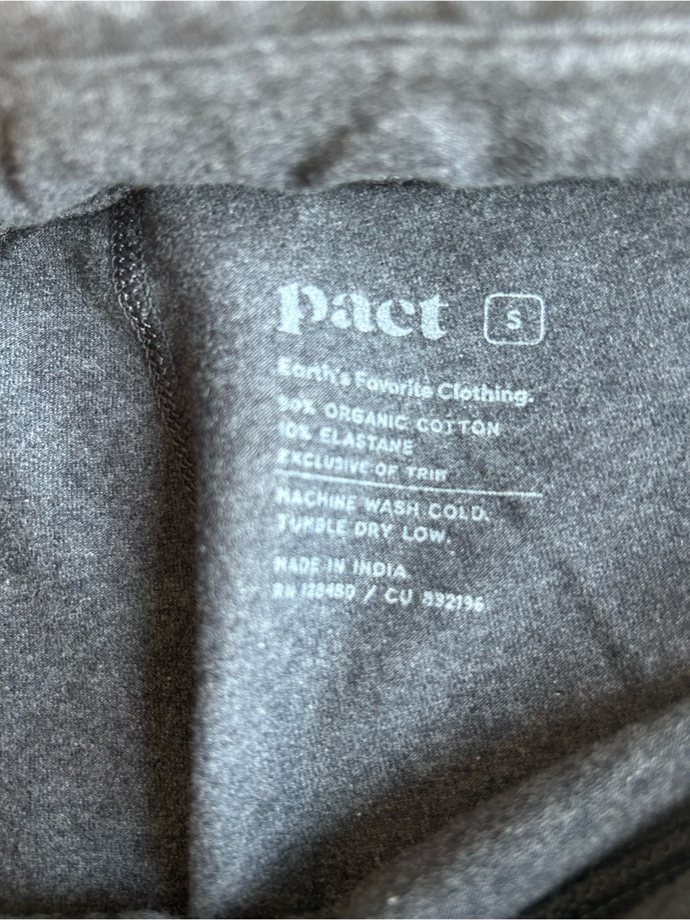 Pact 100% Organic Cotton Charcoal Cropped High-Waist Leggings - Picture 6 of 7